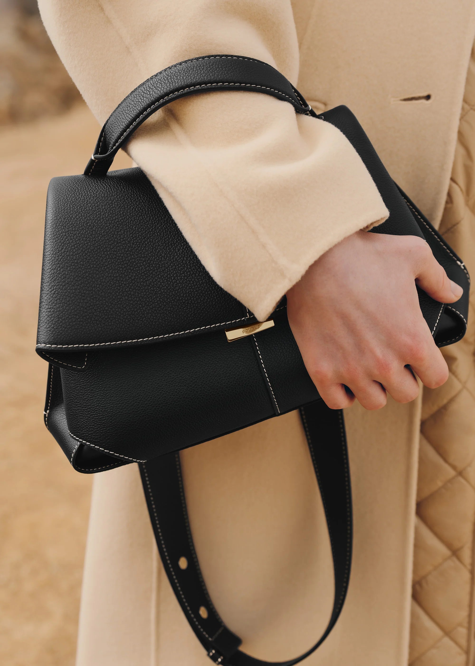 Mokki Edition Textured Black with Ecru Stitching