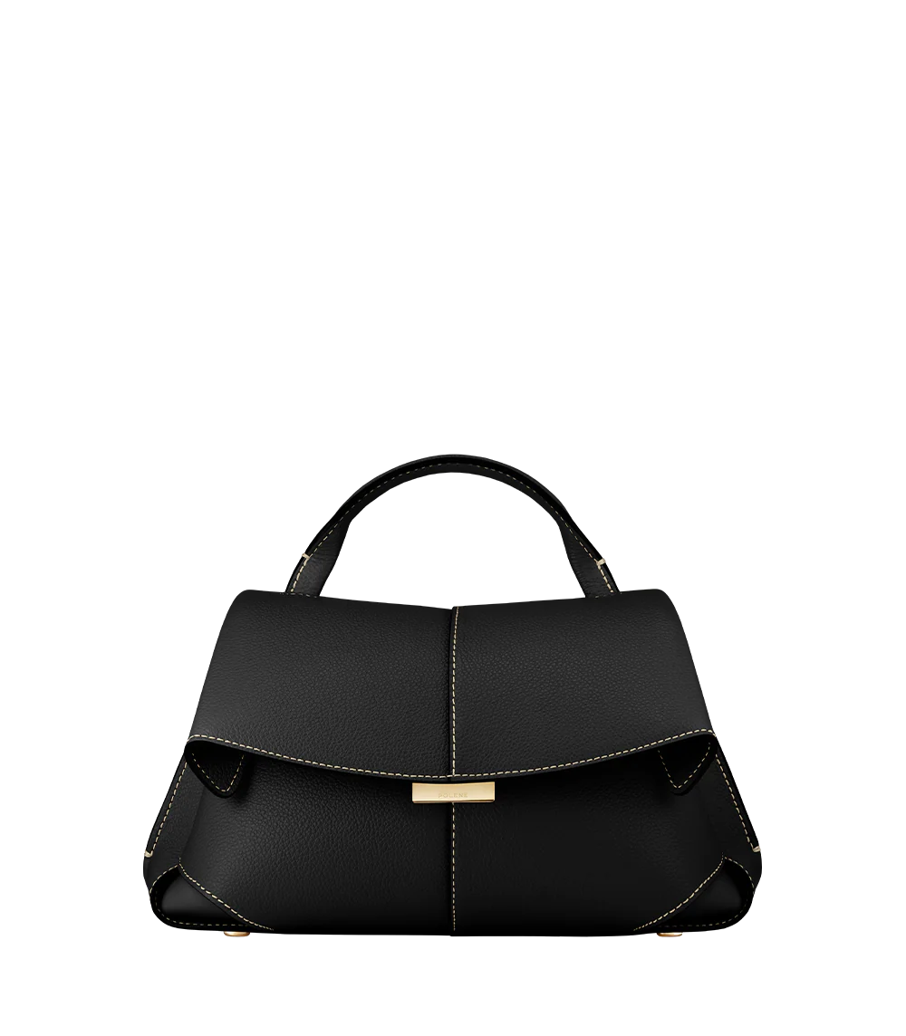 Mokki Mini Edition Textured Black with Ecru Stitching