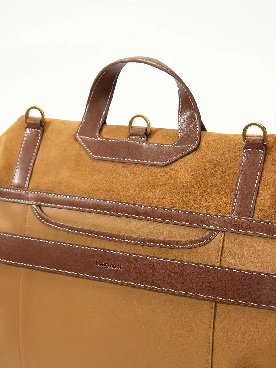 The Small Shan Briefcase - Ochre Suede